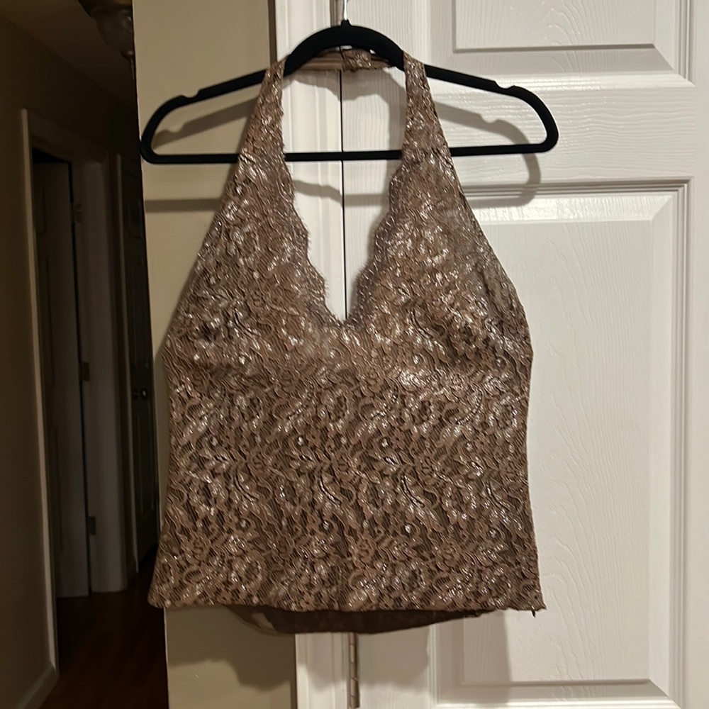 Victoria's  Secret Moda International Chocolate Brown Lace Halter Top - M